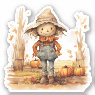 Lächelnd Scarecrow Pumpkins Fall Sticker