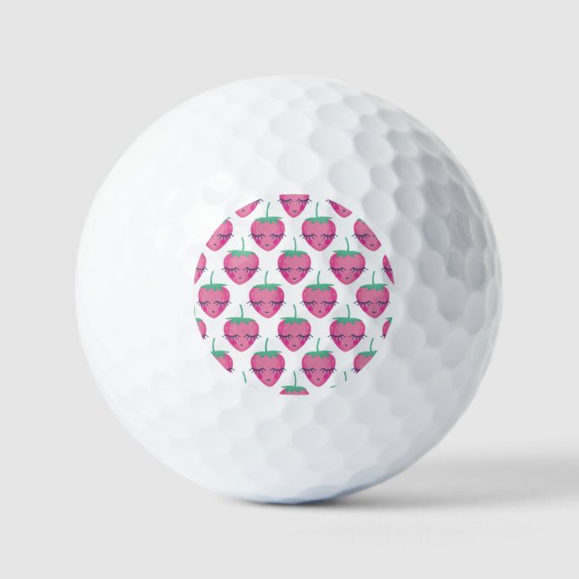 Lächelnd schlafende Erdbeeren, niedliches Muster. Golfball (Vorderseite)