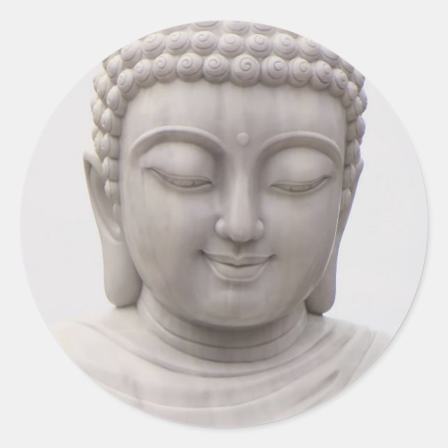 Lächelnd Serene Buddha Inspiration Liebe Frieden Runder Aufkleber (Vorderseite)