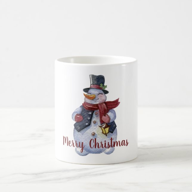 Lächelnd Snowman Anpassbar Kaffeetasse (Mittel)