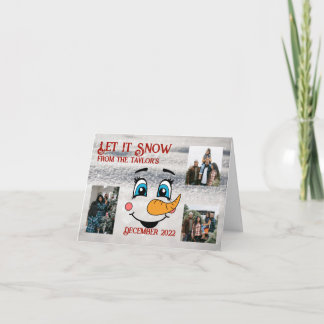 Lächelnd Snowman Falted Foto Weihnachtskarte Feiertagskarte