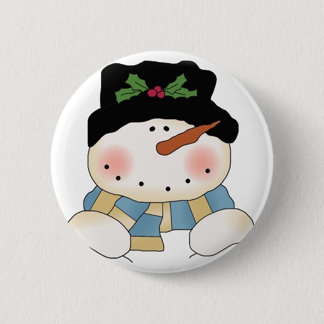 Lächelnd Snowman Tshirts und Geschenke Button (Vorderseite)