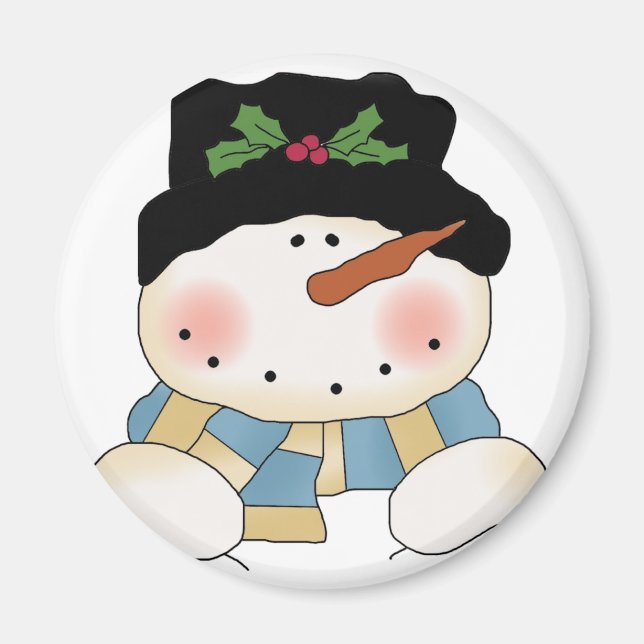 Lächelnd Snowman Tshirts und Geschenke Magnet (Vorne)