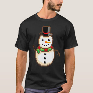 Lächelnd Snowman Xmas Retro 8 Bit Pixel T-Shirt