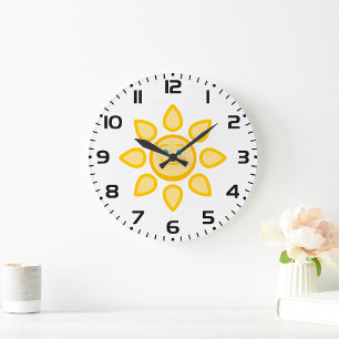 Lächelnd sonnenglücklicher Sonnenschein Große Wanduhr