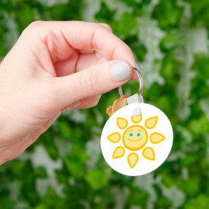 Lächelnd sonnenglücklicher Sonnenschein Schlüsselanhänger