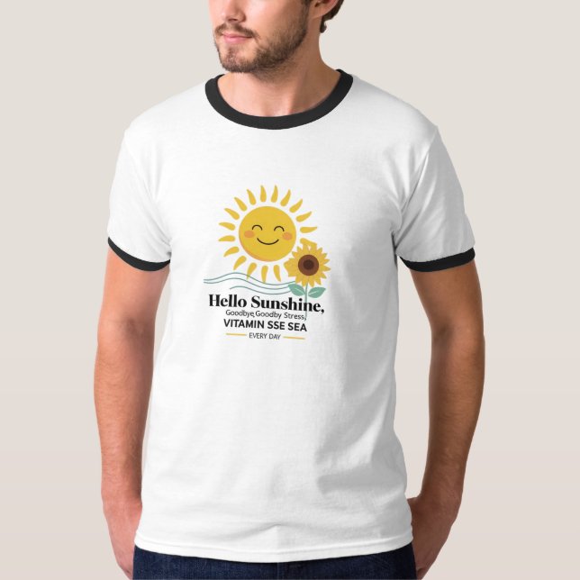 Lächelnd Sonnenschein und Sonnenblumen - glücklich T-Shirt (Vorderseite)