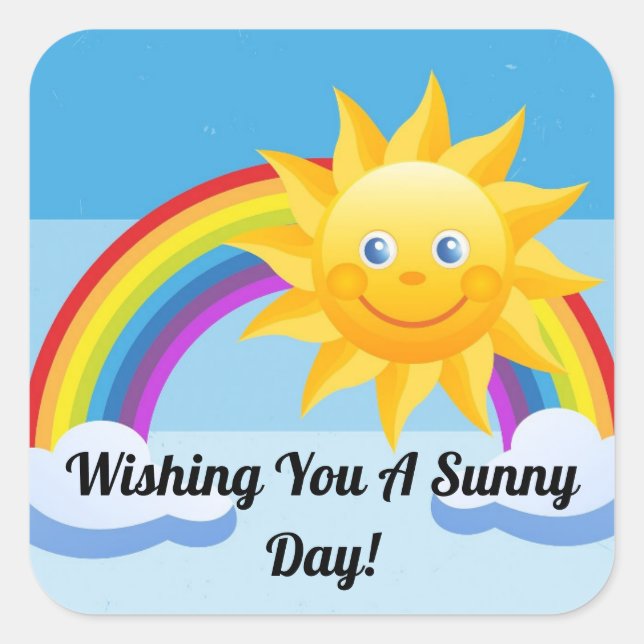 Lächelnd Sun Square Sticker (Vorderseite)