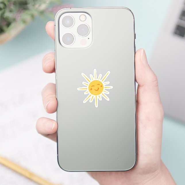 Lächelnd Sun Sunshine Vinyl Cut Sticker (Telefon)
