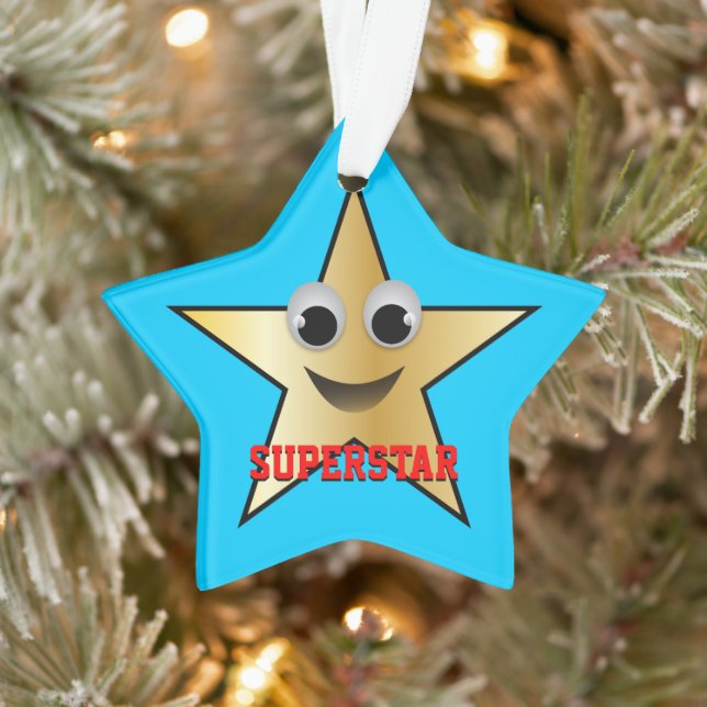 Lächelnd Superstar Charakter Gold gefärbt Ornament (Baum)