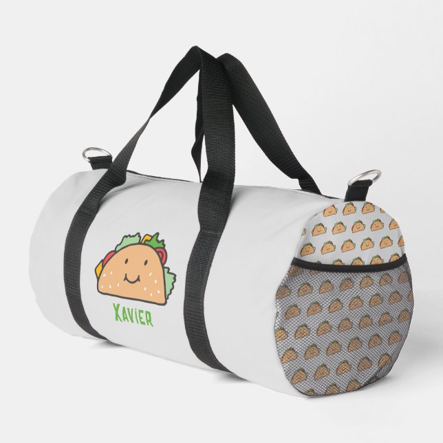 Lächelnd Taco Personalisiert Duffle Bag (Rechte Ecke)