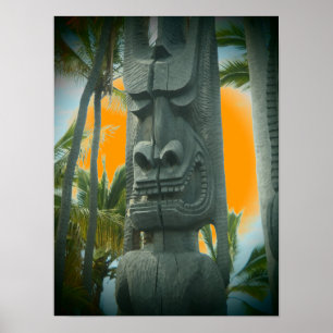 Lächelnd Ti Statue tropisches orangefarbenes Poste Poster