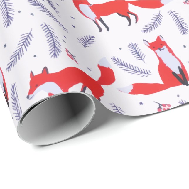Lächelnd Waldgrün Red Fox Geschenkpapier (Rolleneckpunkt)