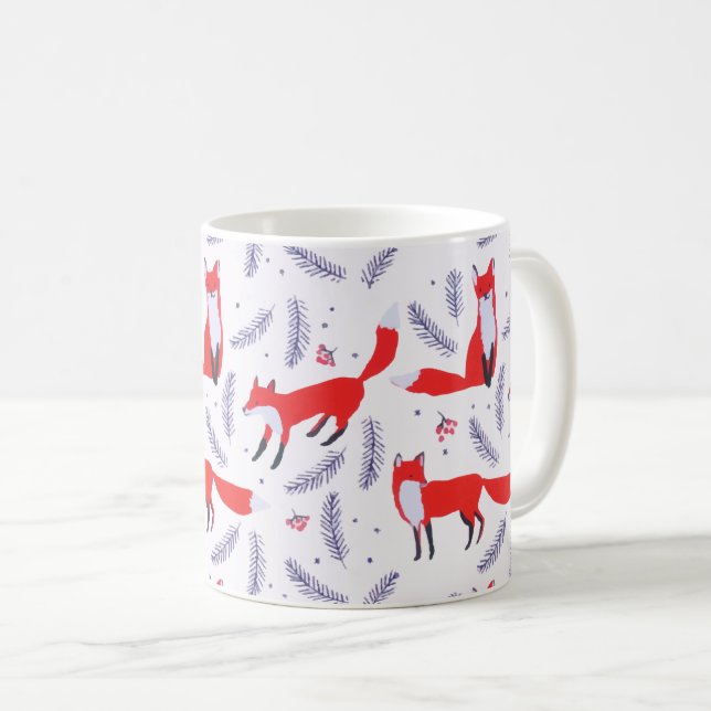 Lächelnd Waldgrün Red Fox Kaffeetasse (VorderseiteRechts)