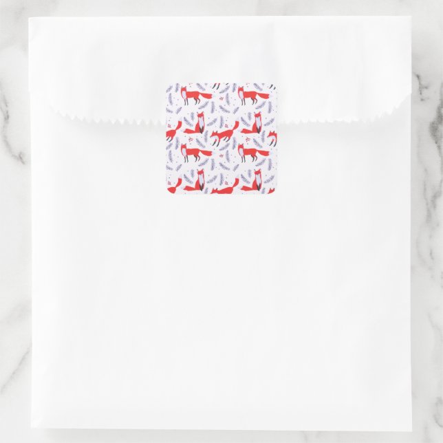 Lächelnd Waldgrün Red Fox Quadratischer Aufkleber (Tasche)