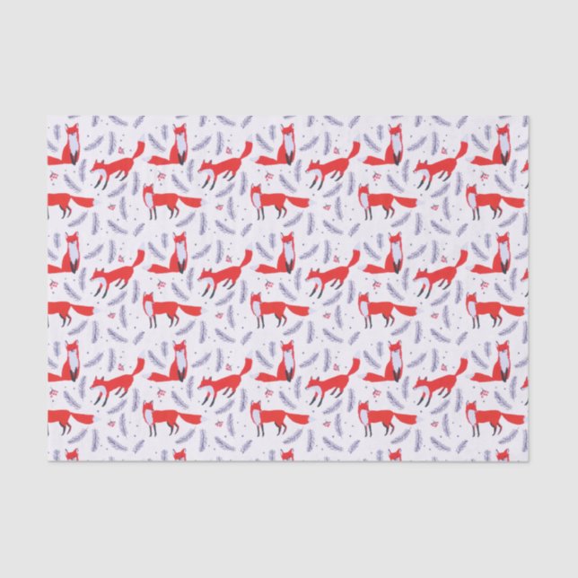 Lächelnd Waldgrün Red Fox Seidenpapier (Vorderseite)