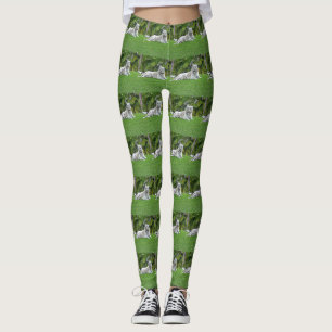 Lächelnd weiße Tiger und Palmen Leggings