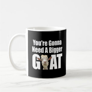 Lächelnd weiße Ziege auf schwarzem Hintergrund Kaffeetasse