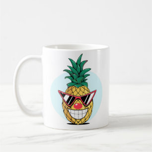 Lächelnde Ananas mit Sonnenbrille und Clownnase Kaffeetasse