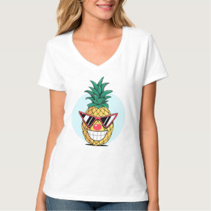 Lächelnde Ananas mit Sonnenbrille und Clownnase T-Shirt