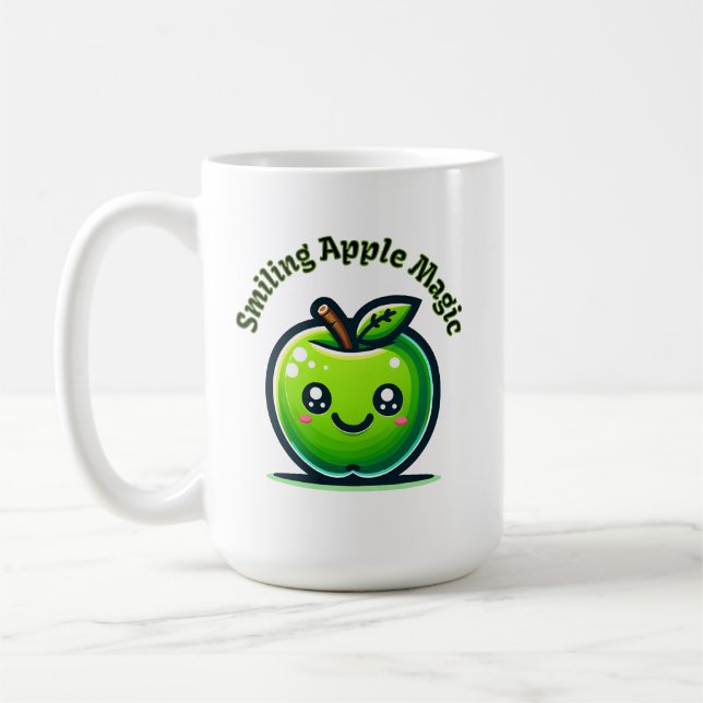 Lächelnde Apfelmagie Kaffeetasse (Links)