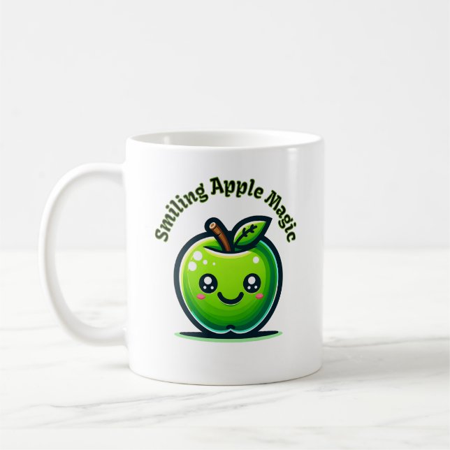Lächelnde Apfelmagie Kaffeetasse (Links)