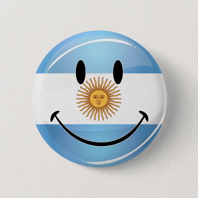 Lächelnde Argentinien-Flagge Button (Vorderseite)