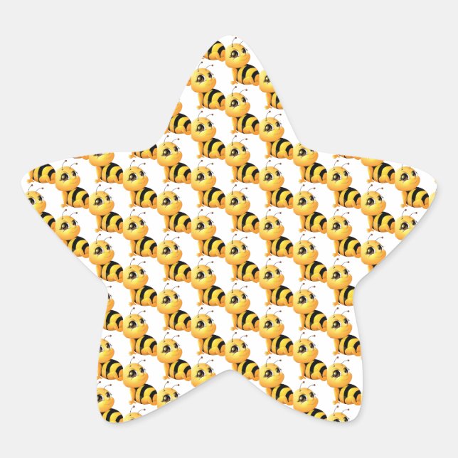 Lächelnde Biene Babydusche Stern-Aufkleber (Vorderseite)
