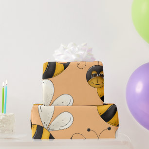 Lächelnde Biene Lustige Hummel Figur Geschenkpapier