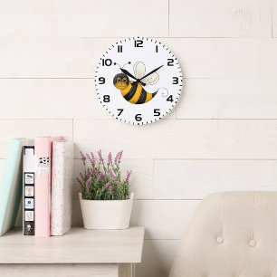 Lächelnde Biene Lustige Hummel Figur Große Wanduhr