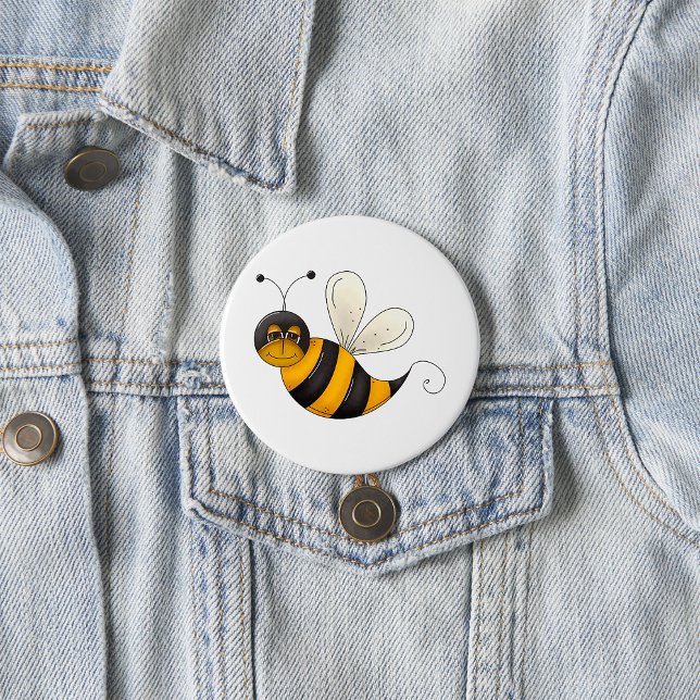 Lächelnde Biene Lustiger Hummel-Charakter Button (Von Creator hochgeladen)