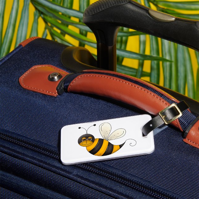 Lächelnde Biene Lustiger Hummel-Charakter Gepäckanhänger (Von Creator hochgeladen)
