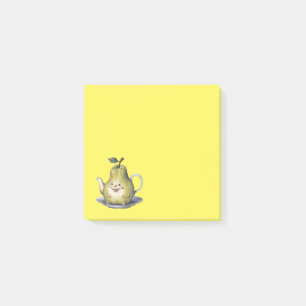Lächelnde Birnenteekanne Post-it Klebezettel
