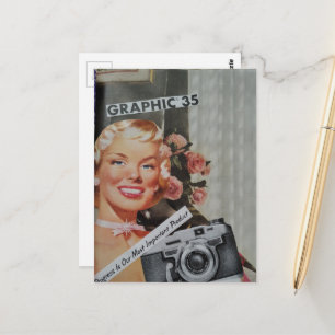 Lächelnde blonde Frau Collage Postkarte