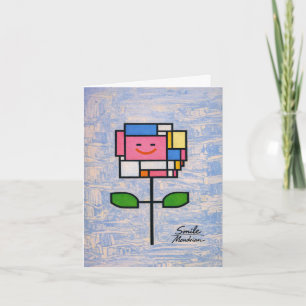 Lächelnde Blume im Stil von Mondrian Spaß Freude Karte