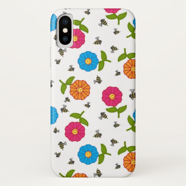 Lächelnde Blume und Bienen Case-Mate iPhone Hülle (Rückseite)