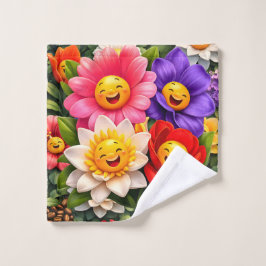 lächelnde Blumen-Garten-Waschlappen-Beschreibung F Badhandtuch Set