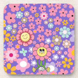 Lächelnde Blüten dekorativ Getränkeuntersetzer