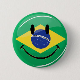 Lächelnde brasilianische Flagge Button