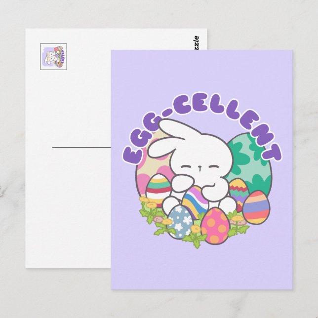 Lächelnde Bunny & Ostereier - Eierkeller Frühling Postkarte (Vorne/Hinten)