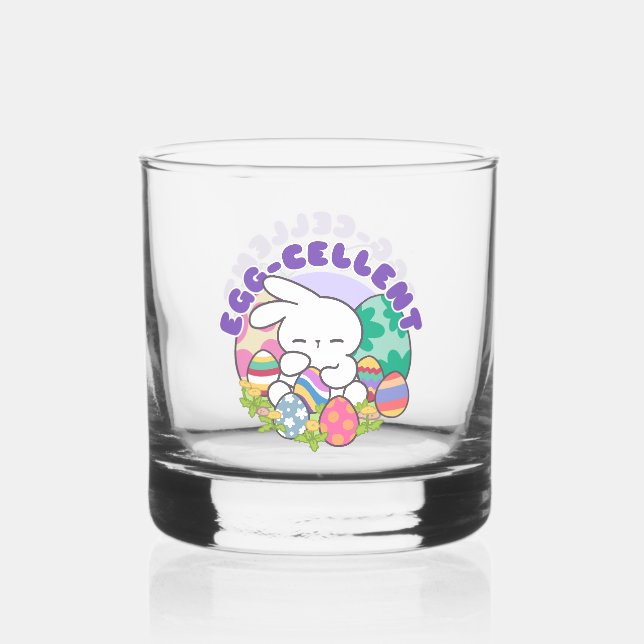 Lächelnde Bunny & Ostereier - Eierkeller Frühling Whiskyglas (Vorderseite)