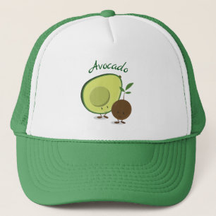 Lächelnde Cartoon-Avocado-und Truckerkappe