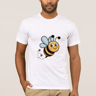 Lächelnde Cartoon-Biene mit Blumen T-Shirt