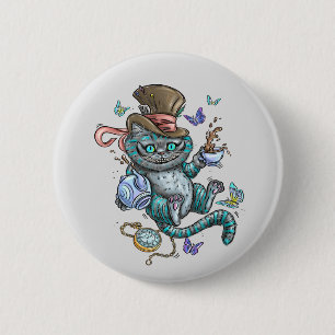 Lächelnde Cheshire-Katze  Button