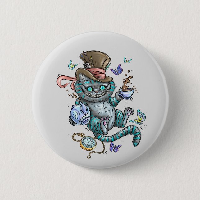Lächelnde Cheshire-Katze  Button (Vorderseite)
