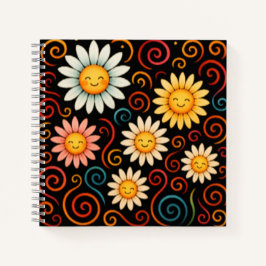 Lächelnde Daisies und Wirbel Deluxe Spiral Noteboo Notizbuch