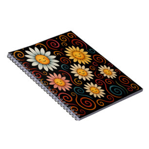 Lächelnde Daisies & Wirbel Spiral Foto Notebook Notizblock