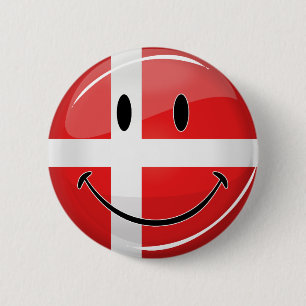 Lächelnde dänische Flagge Button