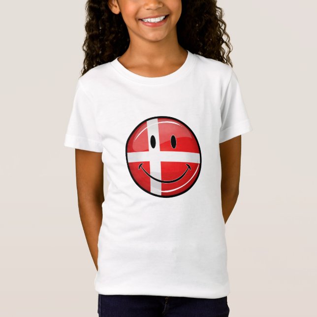 Lächelnde dänische Flagge T-Shirt (Vorderseite)