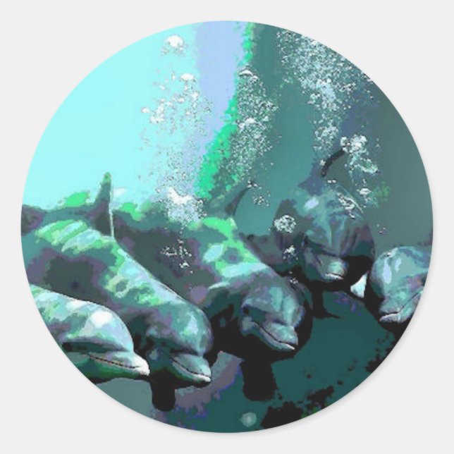 Lächelnde Delphine Runder Aufkleber (Vorderseite)